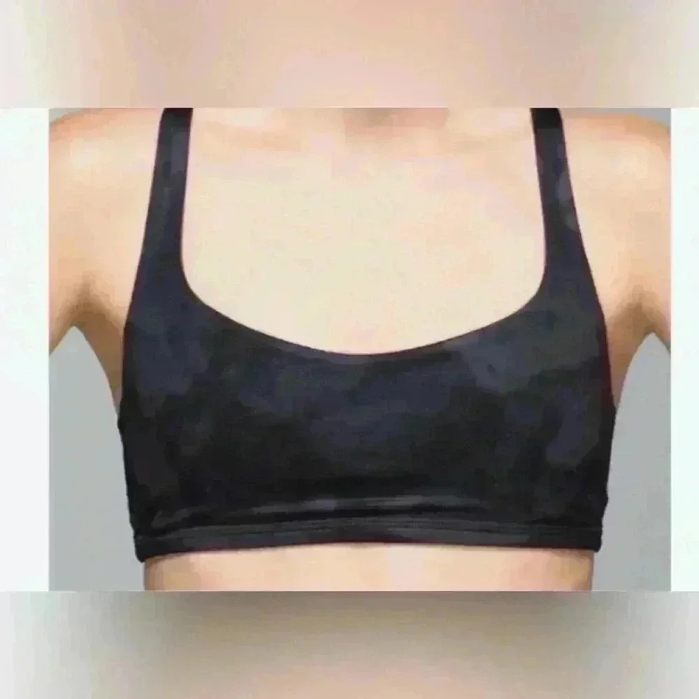 lululemon ink blot bra black with grey size 6